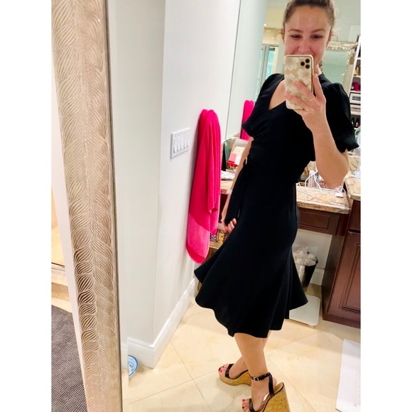 Shoshanna Esmeralda Puff-Sleeve Crepe Dress in Jet Black sz 2 NWT - Picture 5 of 16